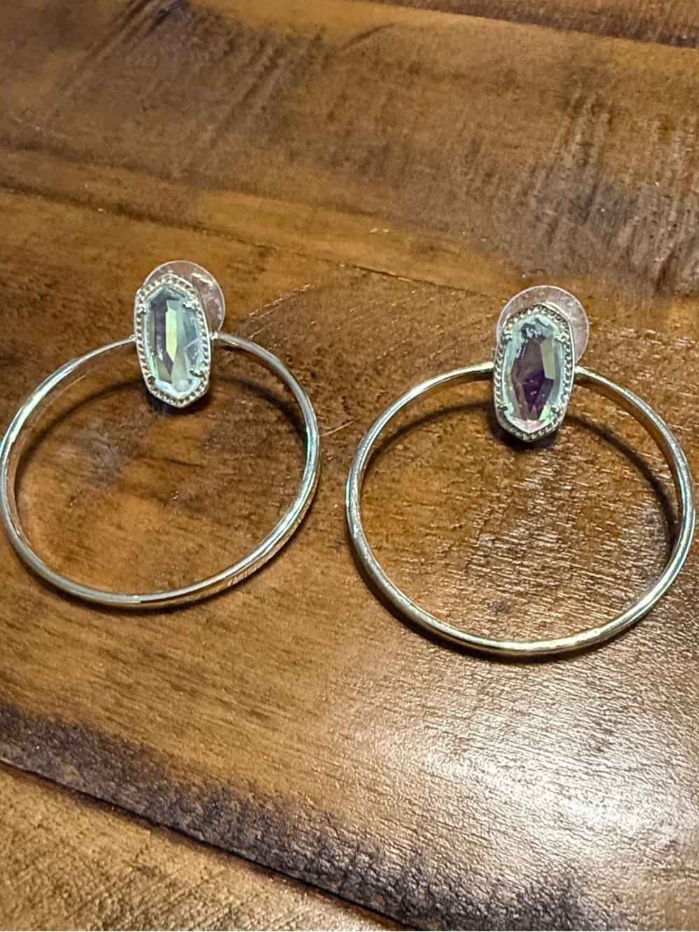 Kendra Scott Iridescent Stone Gold Hoop Earrings